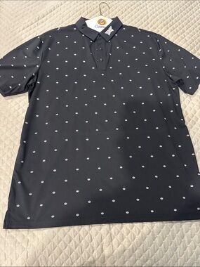 PXG Black Polo with Small White Dot Motif